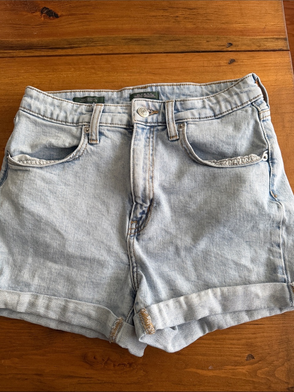 wild fable Light Blue Washed Denim Roll-Hem Shorts